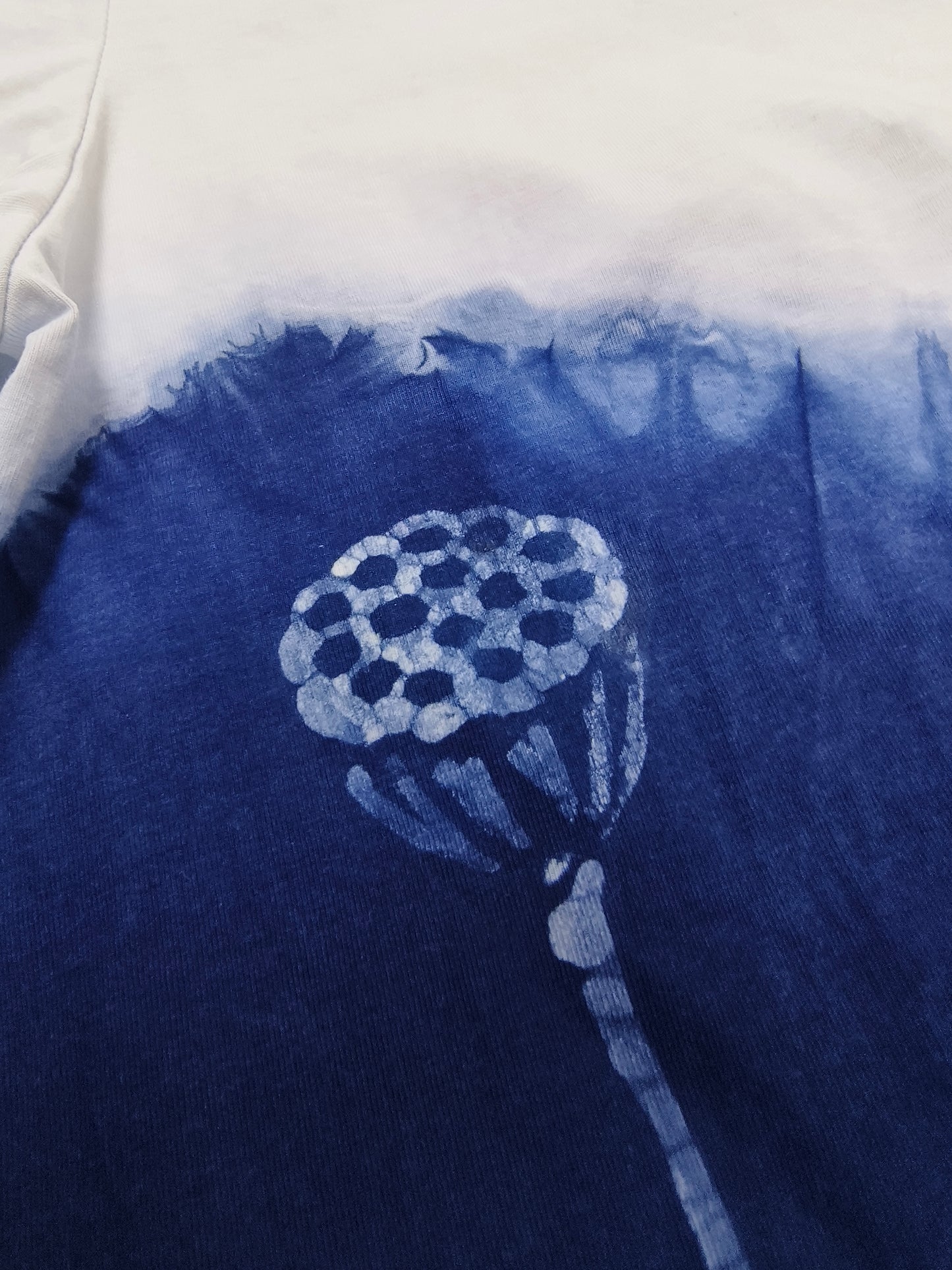 Blue and white fabric with a floral pattern