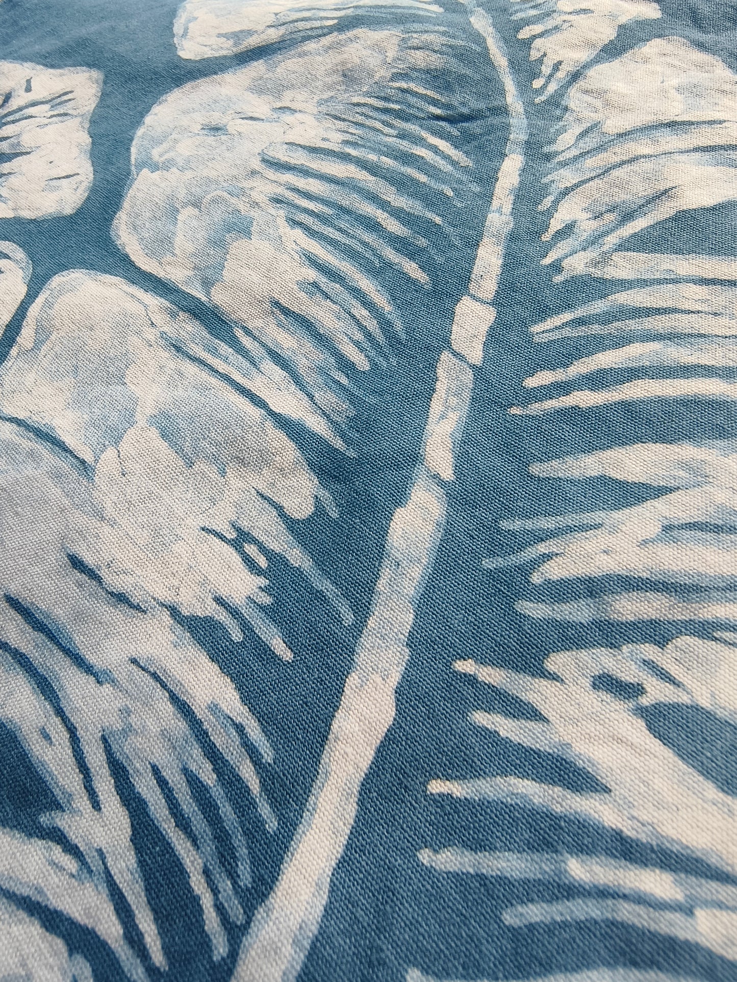 Indigo Batik Pillow Cover – Hand-painted Indigo Tie-Dye Pillow Covers, Banana Leaf Shadow, Zen Home Decor, Hand-dyed Cotton Boho Farmhouse Decor #BH06F