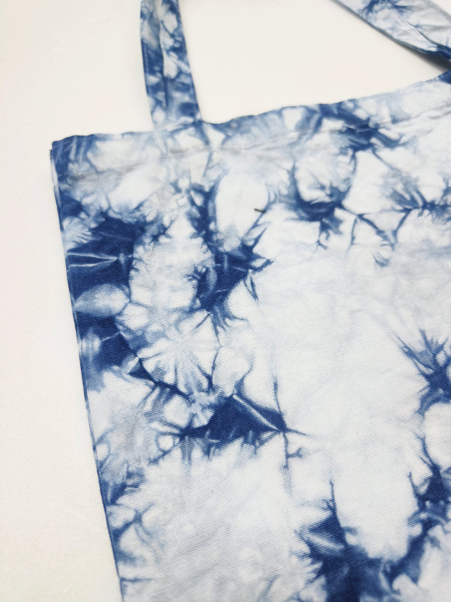 Indigo Batik Starry Sky Canvas Tote Bag, Hand-Dyed Cotton, Wearable Art, Zen Charm, One of a Kind Cotton Bag#BA05B