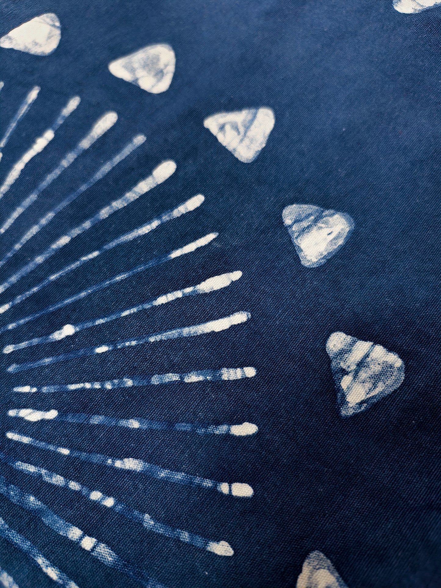 Navy fabric with white abstract patterns