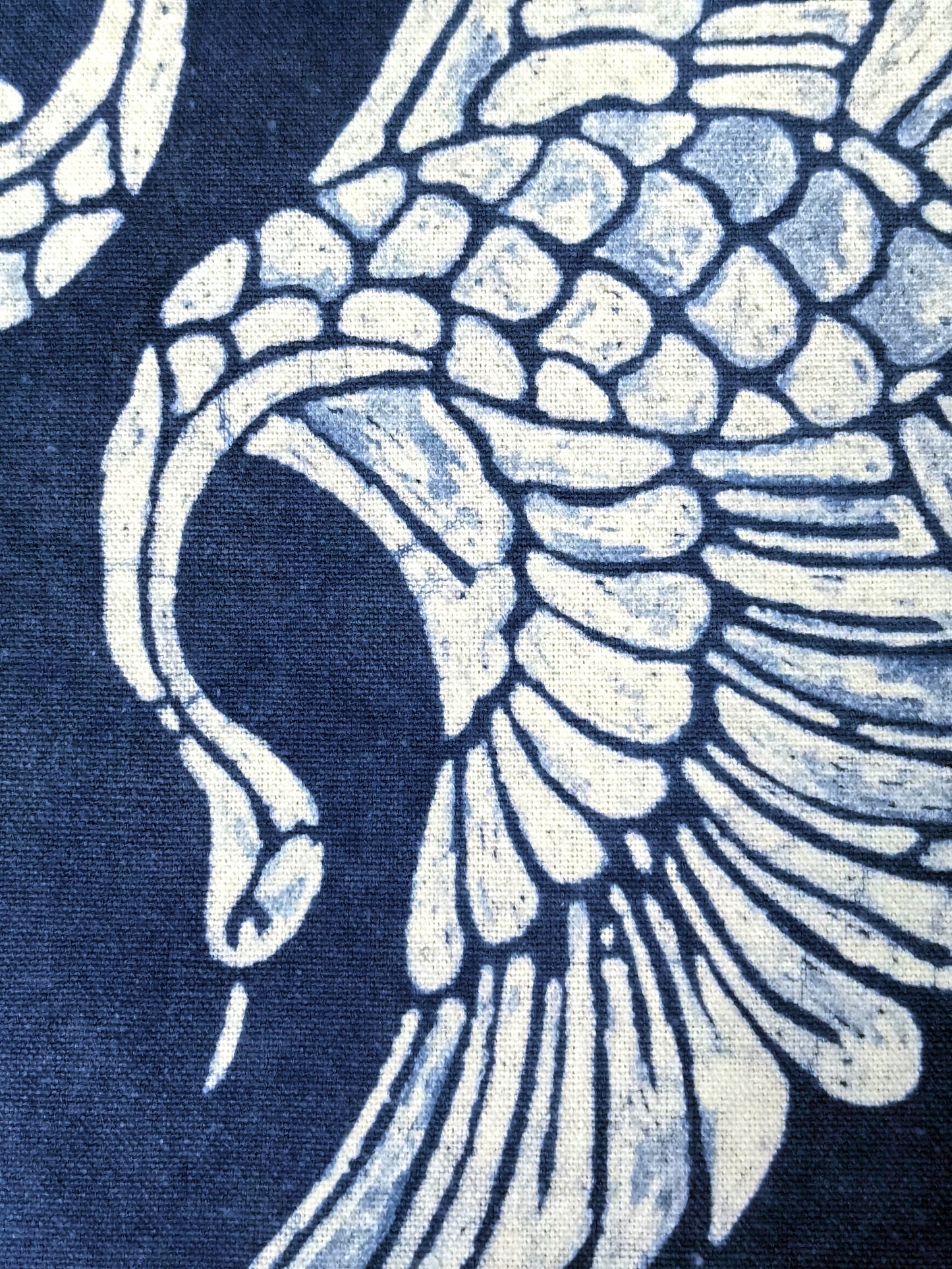 Indigo Batik Twin Cranes Linen Wall Art | Handmade Taiji Yin Yang Textile | Traditional Wax Resist Batik | Zen Home Décor | Meaningful Gift
