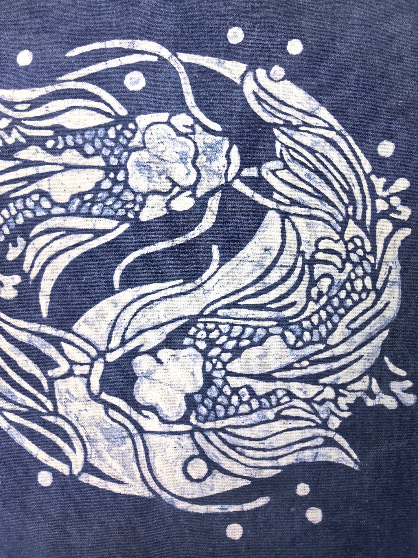 Indigo Batik Twin Koi Linen Wall Art | Handmade Taiji Yin Yang Textile | Traditional Wax Resist Batik | Zen Home Décor | Meaningful Gift