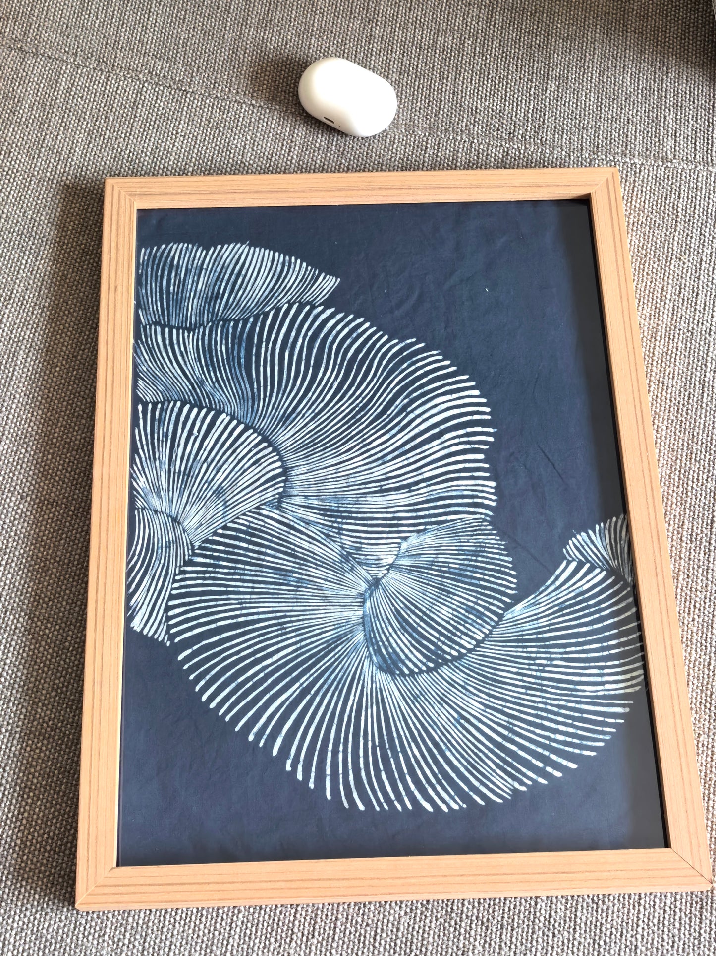 Handmade Indigo Batik Wall Art | Blue & White Tides | Ocean Wave Textile Art on Linen | Minimalist Coastal Japandi Decor