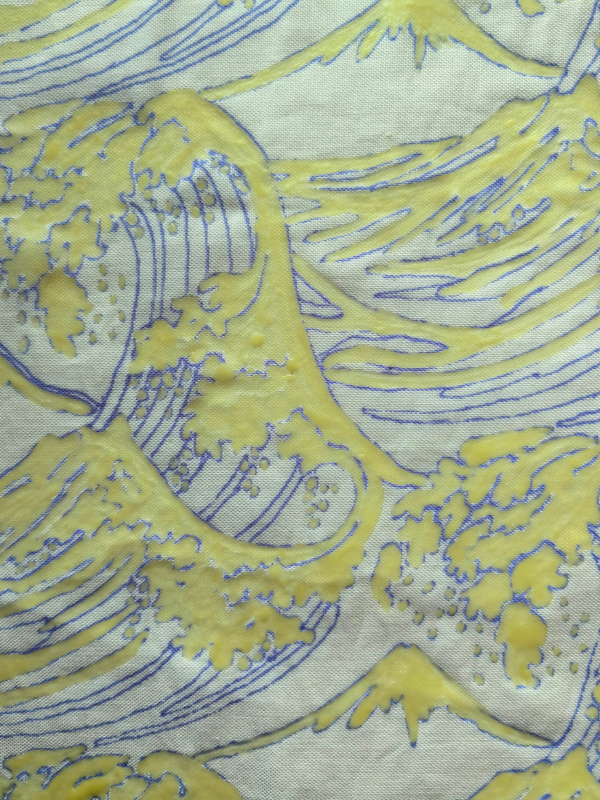 Ocean Waves Batik Wall Art – Handmade Indigo Textile Art, Coastal Wall Decor, Dorm & Apartment Decor, A4 Framed or Unframed