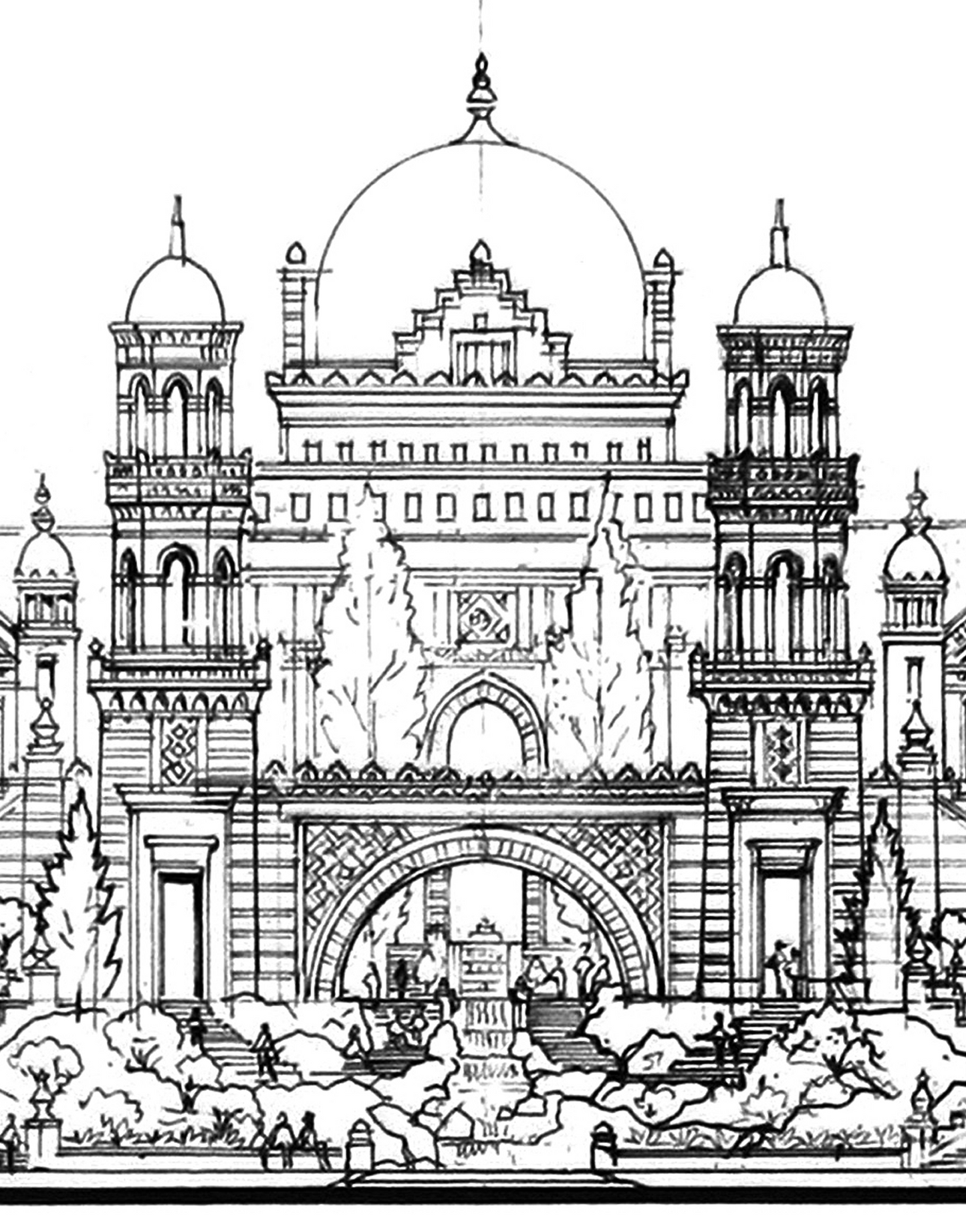 Dreams of the Golden Kingdom – Linework Panorama, Signed Limited Edition 8x38 Architectural Print (AP-06)