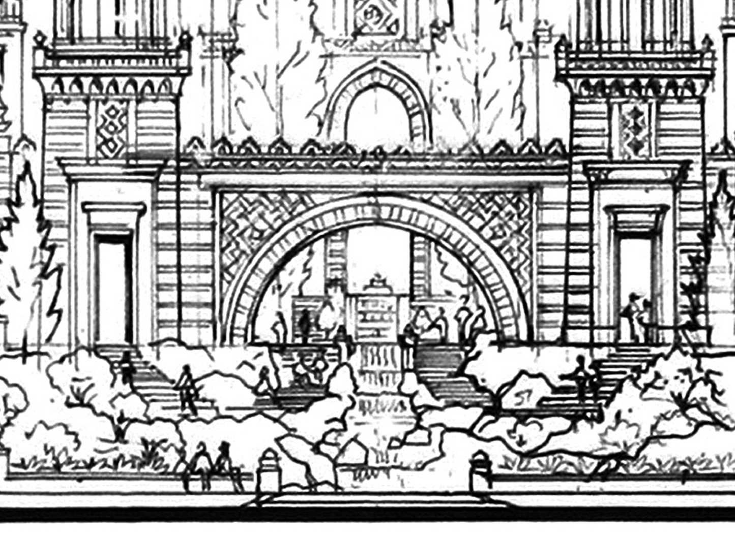 Dreams of the Golden Kingdom – Linework Panorama, Signed Limited Edition 8x38 Architectural Print (AP-06)