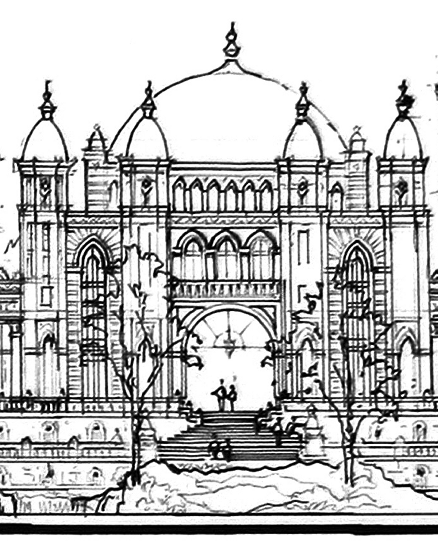 Dreams of the Golden Kingdom – Linework Panorama, Signed Limited Edition 8x38 Architectural Print (AP-06)