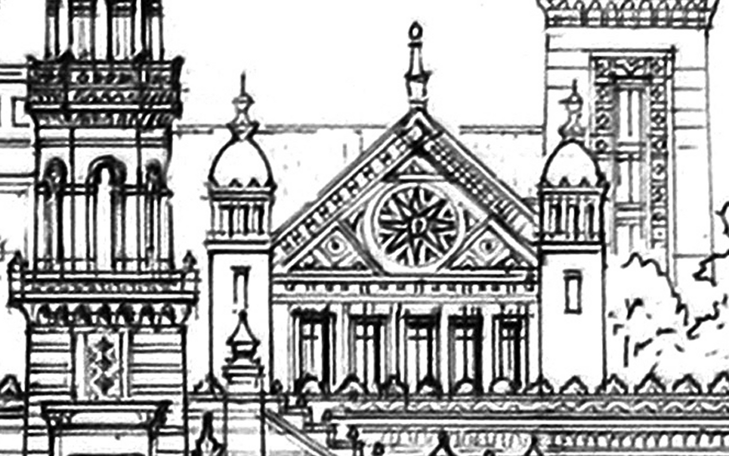 Dreams of the Golden Kingdom – Linework Panorama, Signed Limited Edition 8x38 Architectural Print (AP-06)