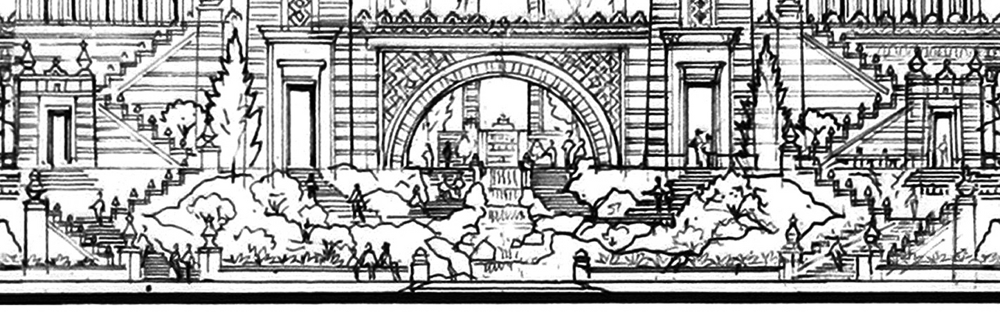 Dreams of the Golden Kingdom – Linework Panorama, Signed Limited Edition 8x38 Architectural Print (AP-06)