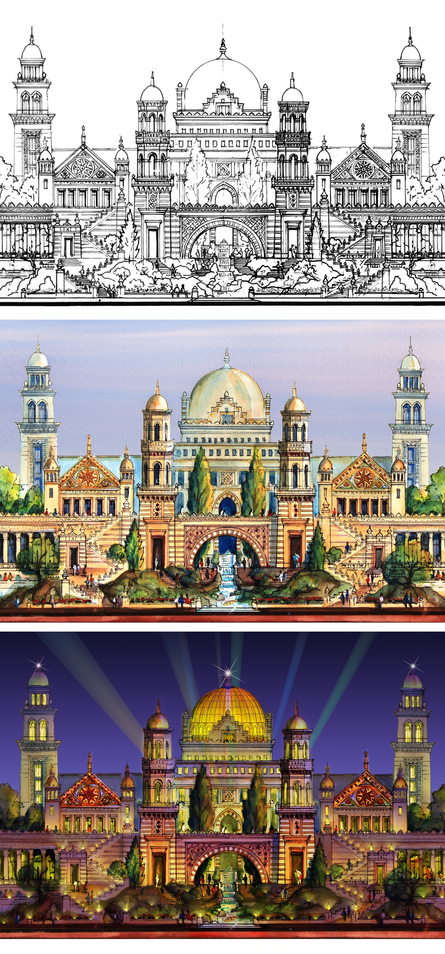 Golden Kingdom Trilogy – Three-Scene Limited Edition Architectural Print, 12x16 (AP-08)