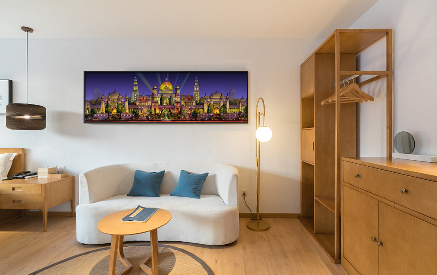 Golden Kingdom at Night – Signed Panoramic Cityscape Print, 8x38 Limited Edition (AP-05)