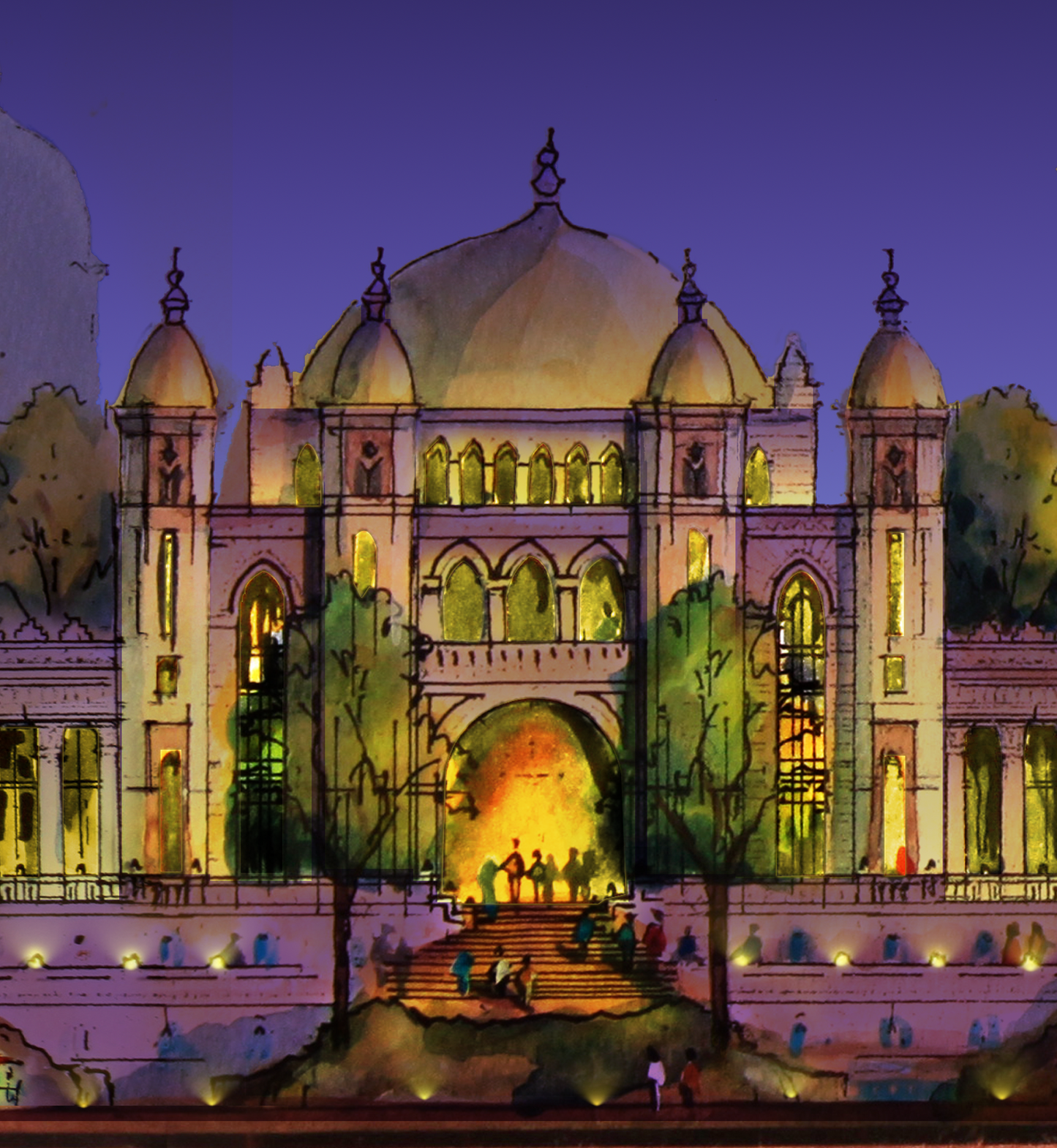 Golden Kingdom at Night – Signed Panoramic Cityscape Print, 8x38 Limited Edition (AP-05)