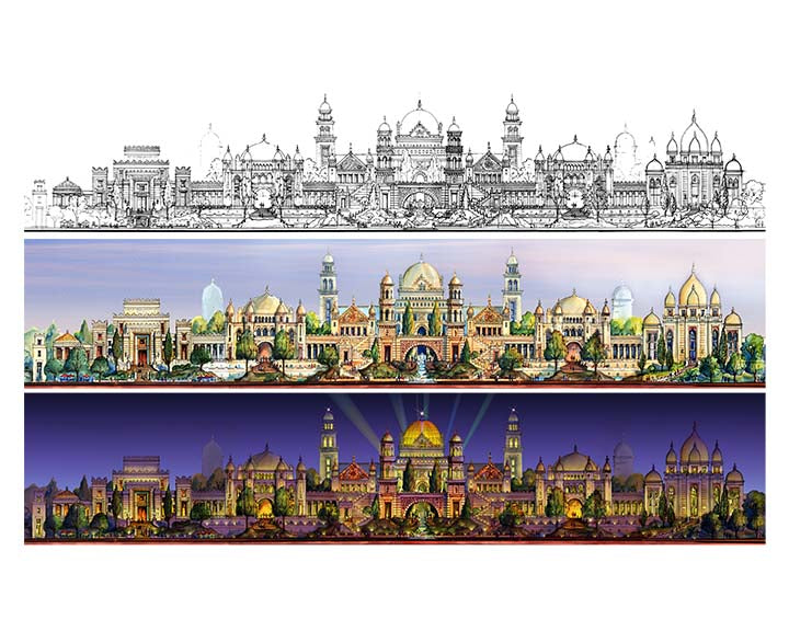 Golden Kingdom Trilogy – Three-Scene Limited Edition Architectural Print, 12x16 (AP-08)