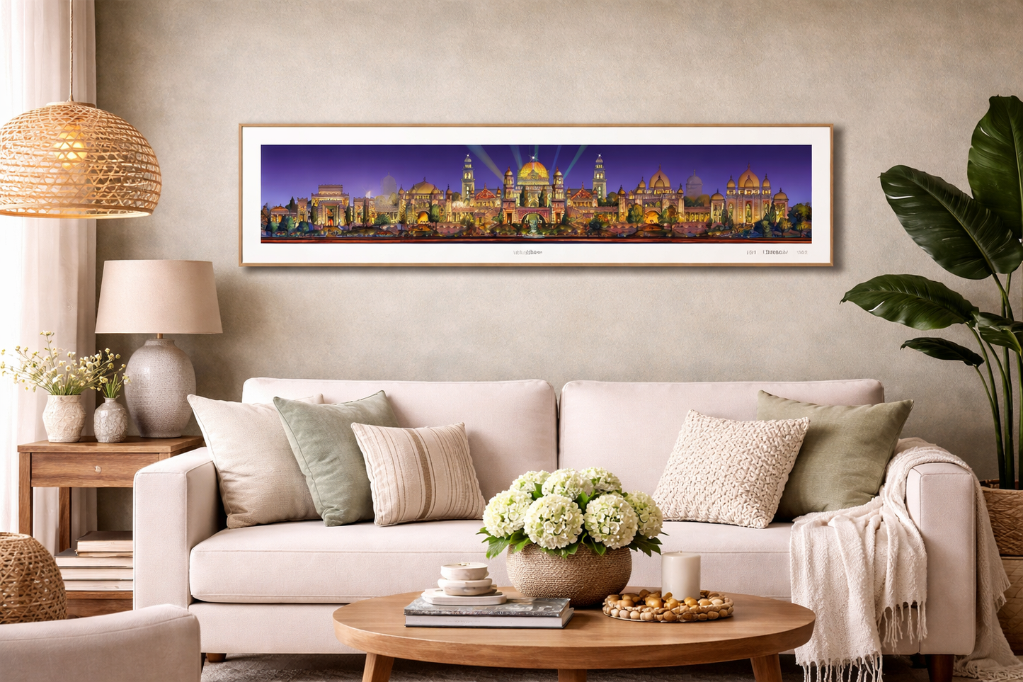 Golden Kingdom at Night – Signed Panoramic Cityscape Print, 8x38 Limited Edition (AP-05)