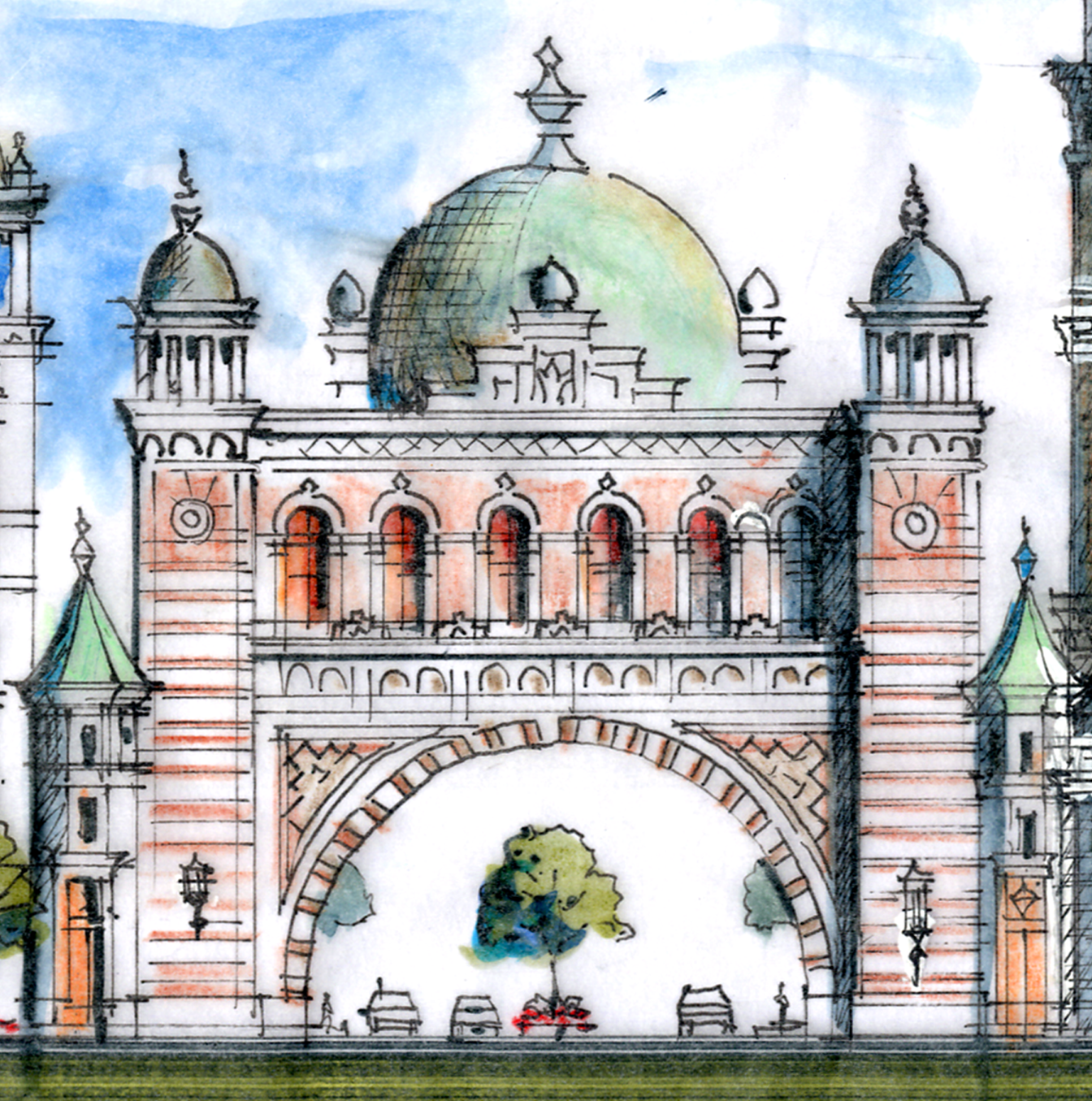 AP-03: Castle of a Thousand Windows – Limited Edition Signed Art Print (8x18) by Kurt Xu | Architectural Cityscape Wall Art |