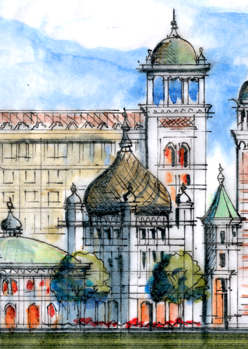 AP-03: Castle of a Thousand Windows – Limited Edition Signed Art Print (8x18) by Kurt Xu | Architectural Cityscape Wall Art |