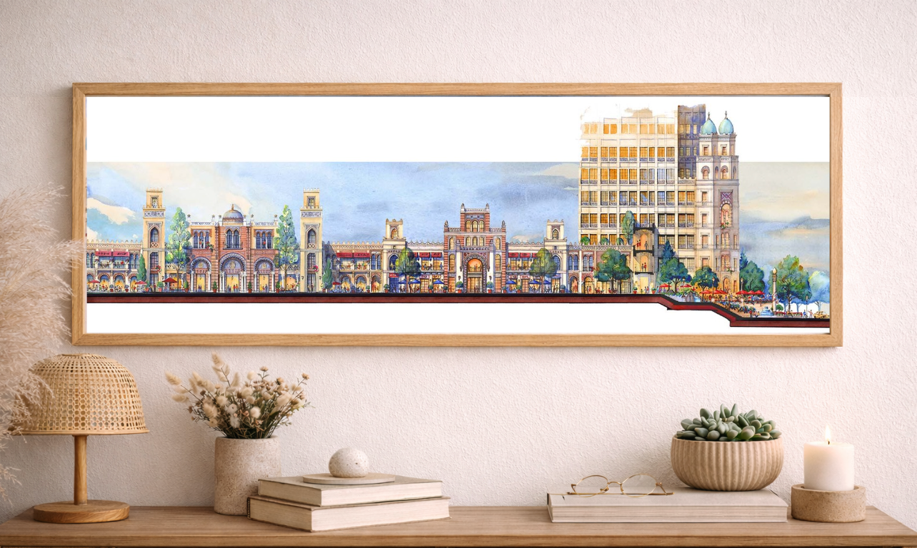 AP-18: A Lifetime Beneath the Arches – Limited Edition Signed Panoramic Art Print 8x26 | Architectural Cityscape Wall Art by Kurt Xu