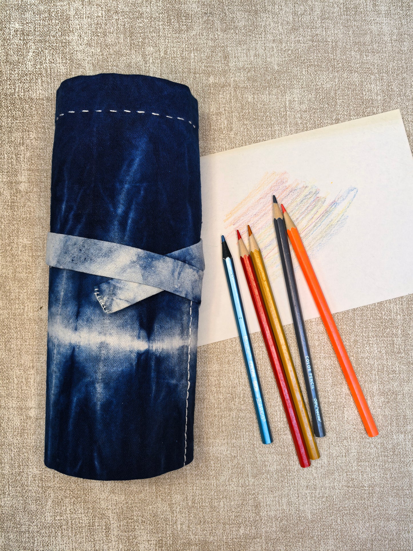 BA-23: Blue Whisper Indigo Roll Bag – Handmade Cotton Organizer –  One of a Kind Makeup & Pencil Case