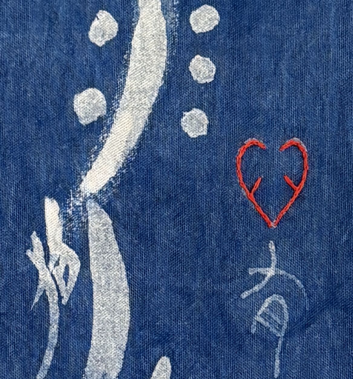 Nüshu Calligraphy Indigo Batik Wall Art, Free Spirit Within, Handmade Chinese Textile Art, Natural Indigo Wall Decor