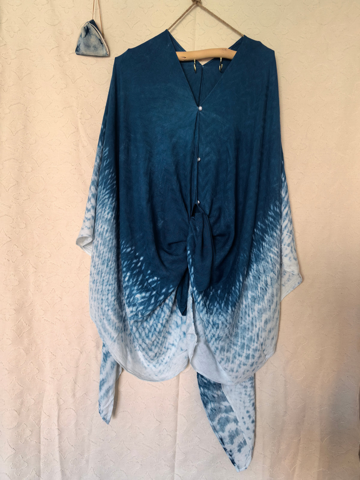 Convertible Indigo Tie Dye Wrap, Multi Way Shawl Poncho, Hand Dyed Cotton Scarf, Reversible Wearable Art, One of a Kind Gift