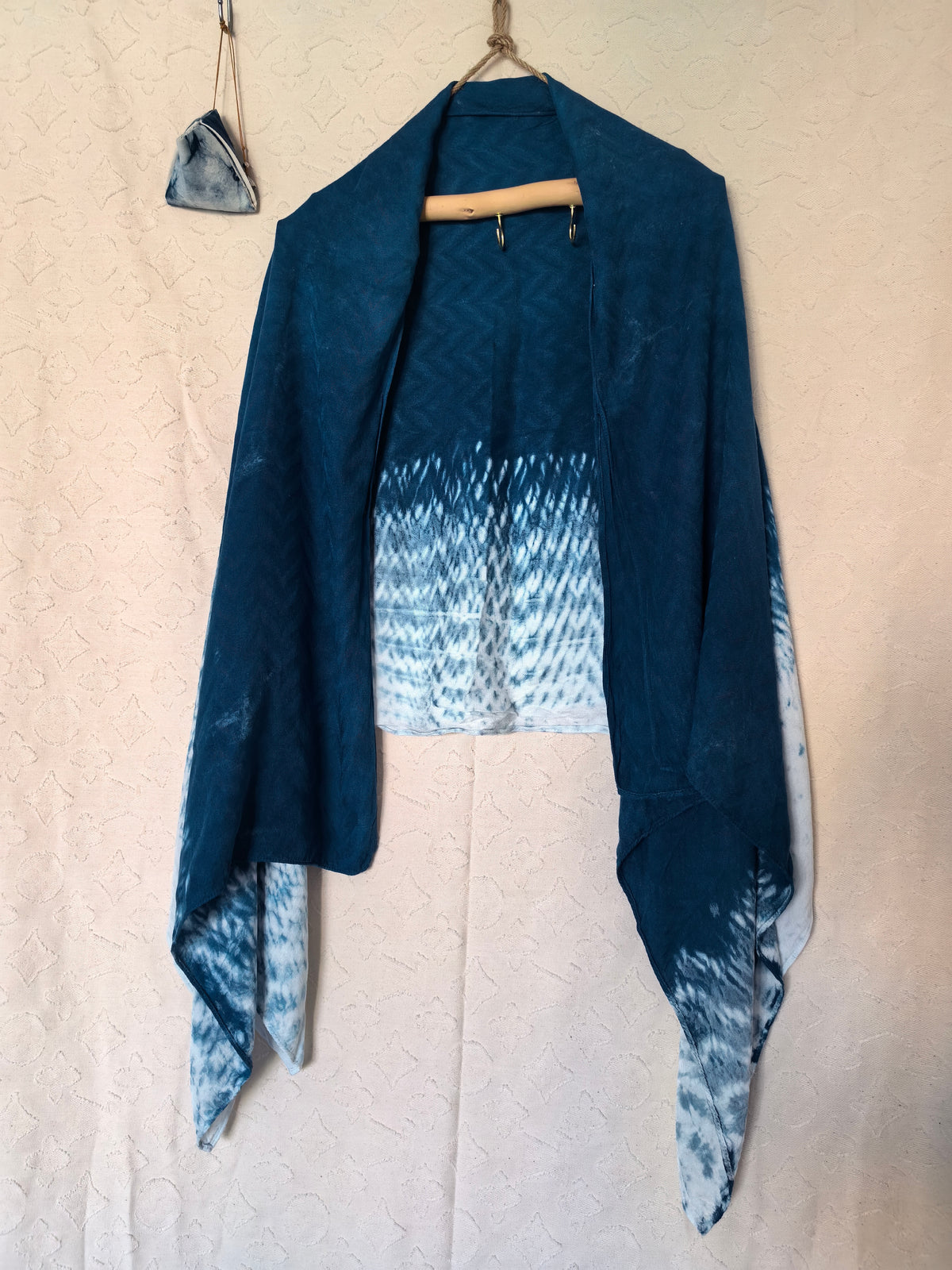 Convertible Indigo Tie Dye Wrap, Multi Way Shawl Poncho, Hand Dyed Cotton Scarf, Reversible Wearable Art, One of a Kind Gift