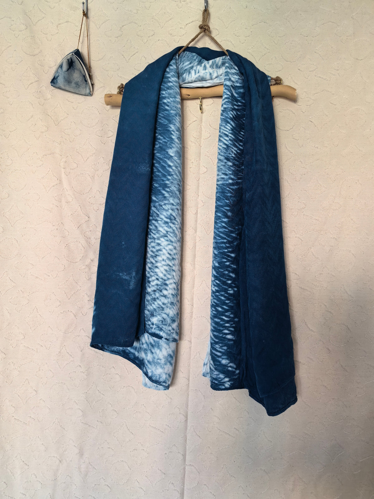 Convertible Indigo Tie Dye Wrap, Multi Way Shawl Poncho, Hand Dyed Cotton Scarf, Reversible Wearable Art, One of a Kind Gift
