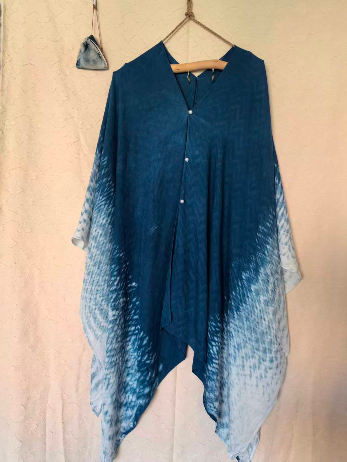 Convertible Indigo Tie Dye Wrap, Multi Way Shawl Poncho, Hand Dyed Cotton Scarf, Reversible Wearable Art, One of a Kind Gift