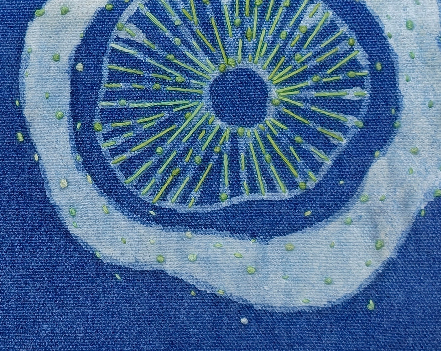 Hand Dyed Indigo Tote Bag, Embroidered Cotton Canvas Tote,  Lotus Leaf Canvas Tote Bag, Blue Shibori Bag, Hand-dyed Everyday Book Tote#BA10D