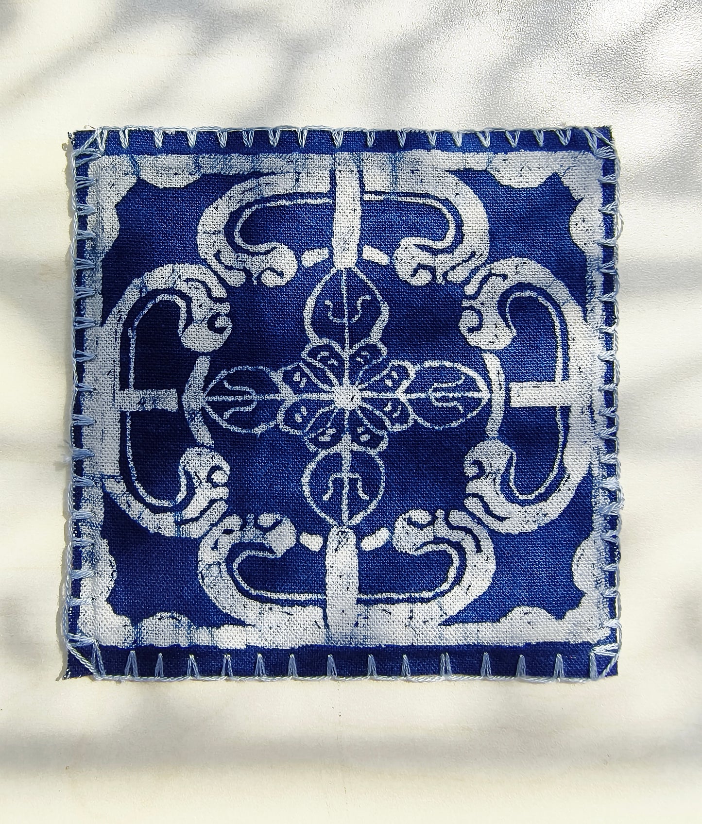 BA-13: Double-Sided Indigo Batik Art Coaster – Functional Craftsmanship