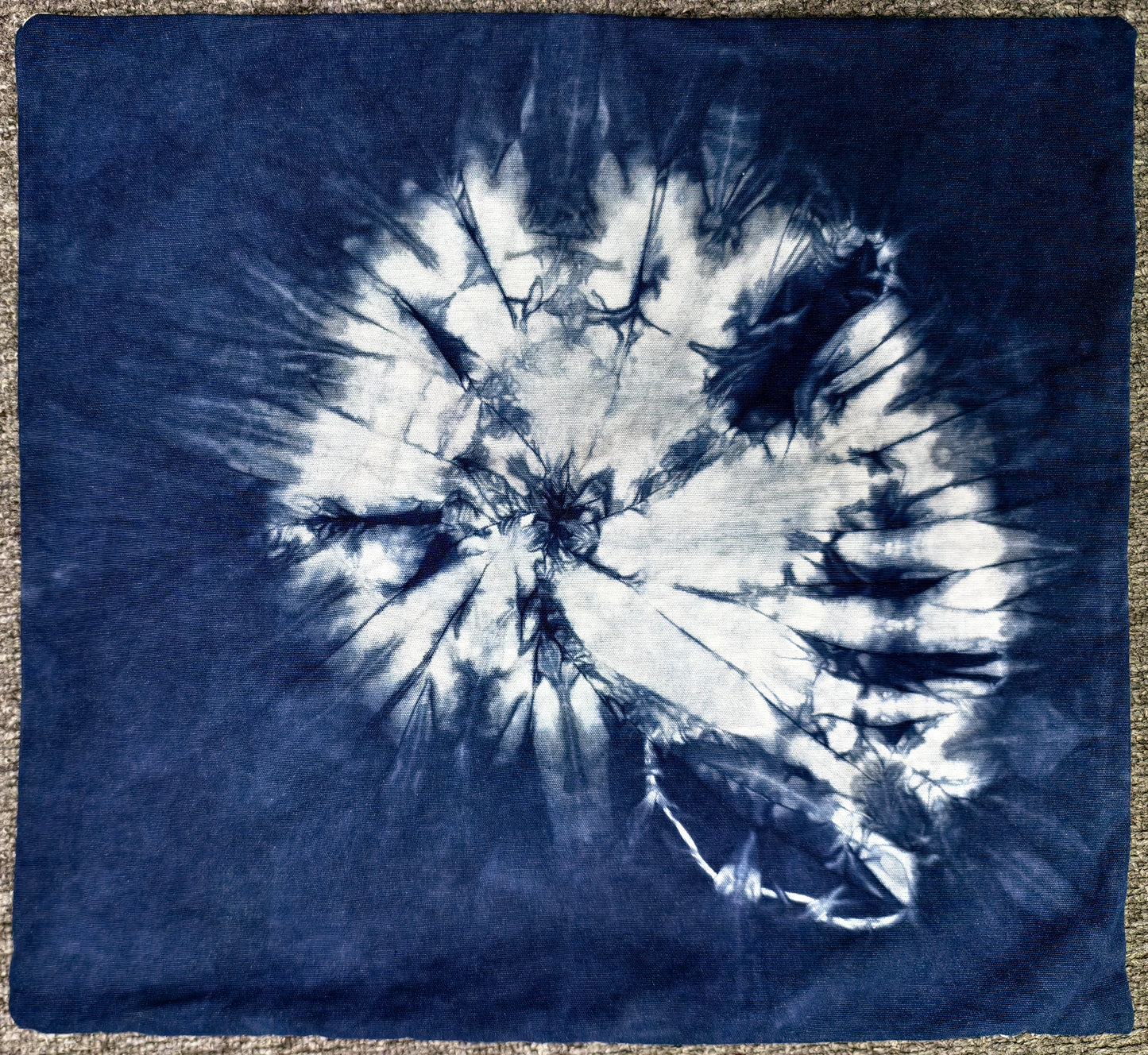 BA-06: Handmade Batik Pillow Cover, Indigo Blue Cotton, Boho Farmhouse Decor