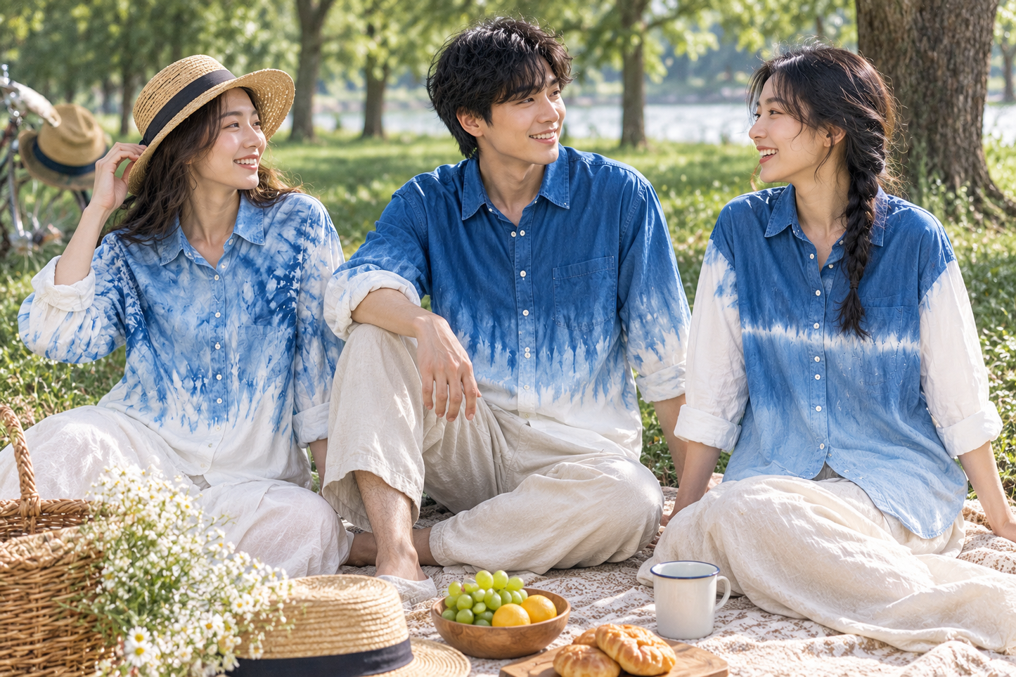 Handmade Indigo Tie-Dye Long Sleeve Shirt | Natural Cotton Hand-Dyed Overshirt | 3 Shibori Designs Available