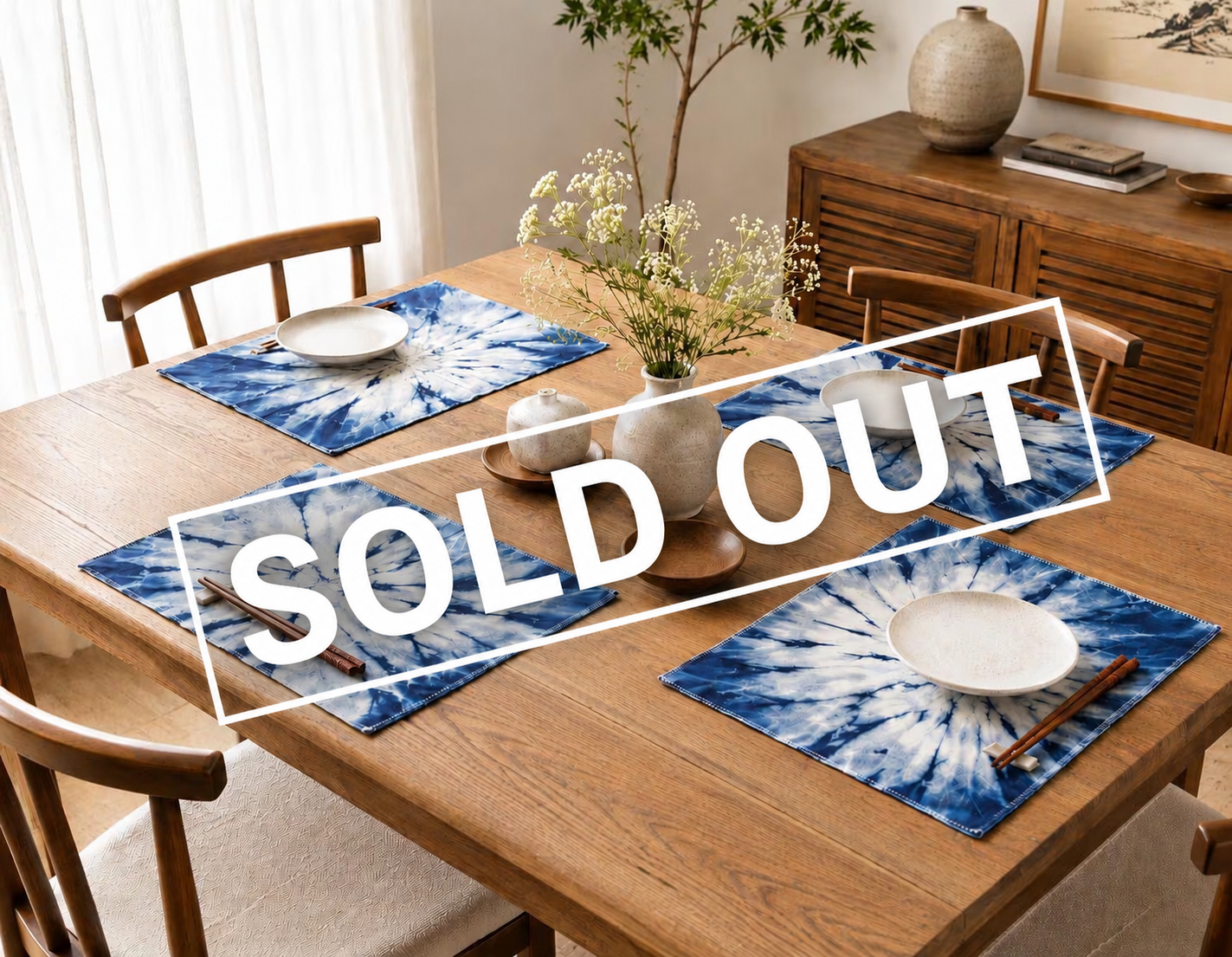 Handmade Cotton Placemats | Indigo Shibori Table Mats | Blue & White Dining Table Decor | Set or Single | Housewarming Gift