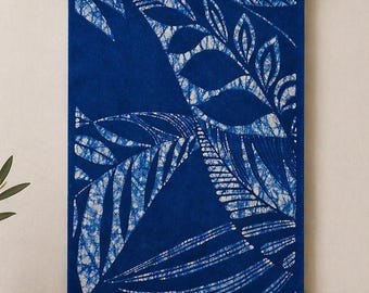 Handmade Textile Wall Art | Botanical Indigo Batik Wall Hanging | Nature Wall Decor | Wabi-Sabi Home Decor | Housewarming Gift