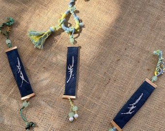 Handmade Bag Charm | Indigo Batik Purse Charm | Fabric Keychain | Textile Bag Accessory | Gift for Her