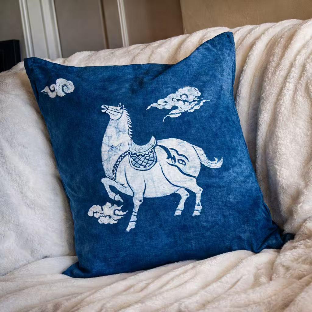 Handmade Animal Pillow Cover | Indigo Batik Throw Pillow Cover | Cotton Cushion Cover | Nursery & Kids Room Decor | Gift for Animal Lovers