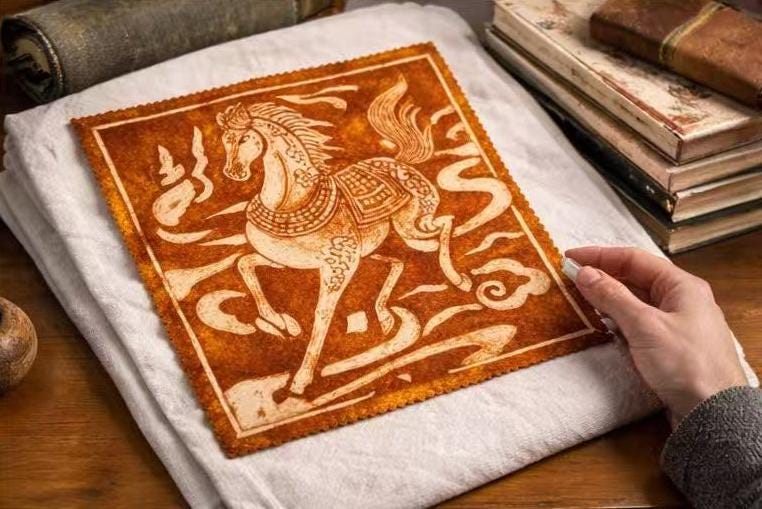 Horse Textile Wall Art | Handmade Rust-Dyed Batik Art | Rustic Equestrian Home Decor | Nature Wall Art | Housewarming Gift