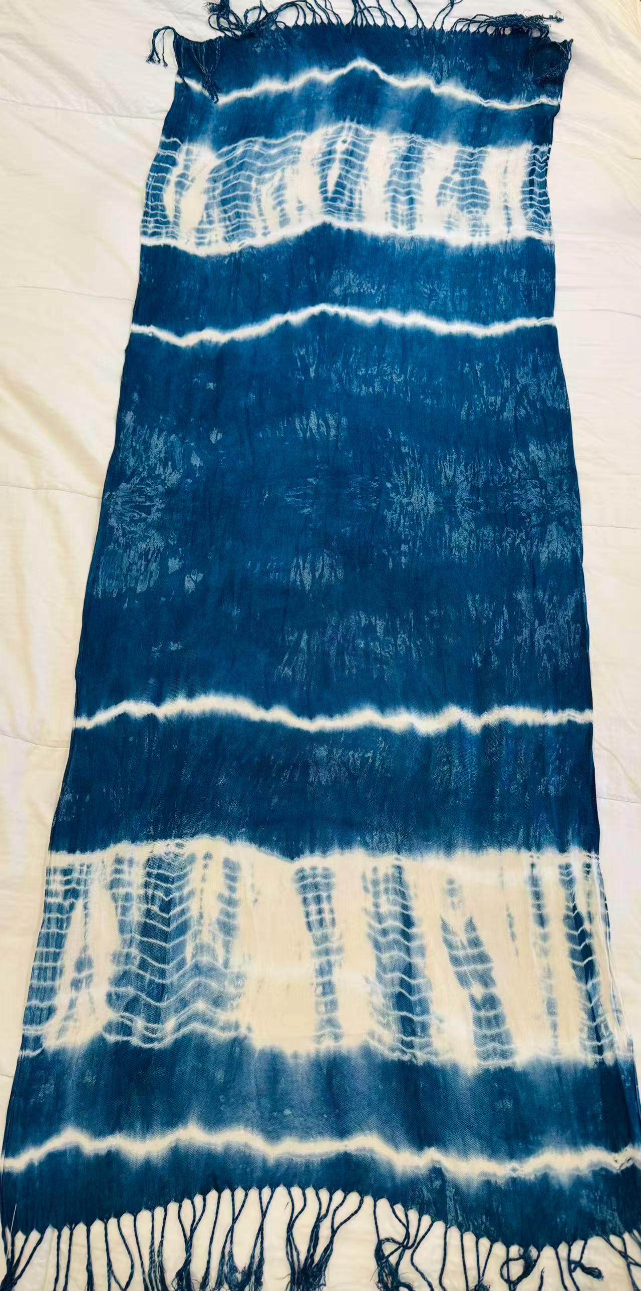 Oversized Cotton Scarf | Hand-Dyed Indigo Wrap | Lightweight Shawl | Fashion Travel Scarf | Gift for Her