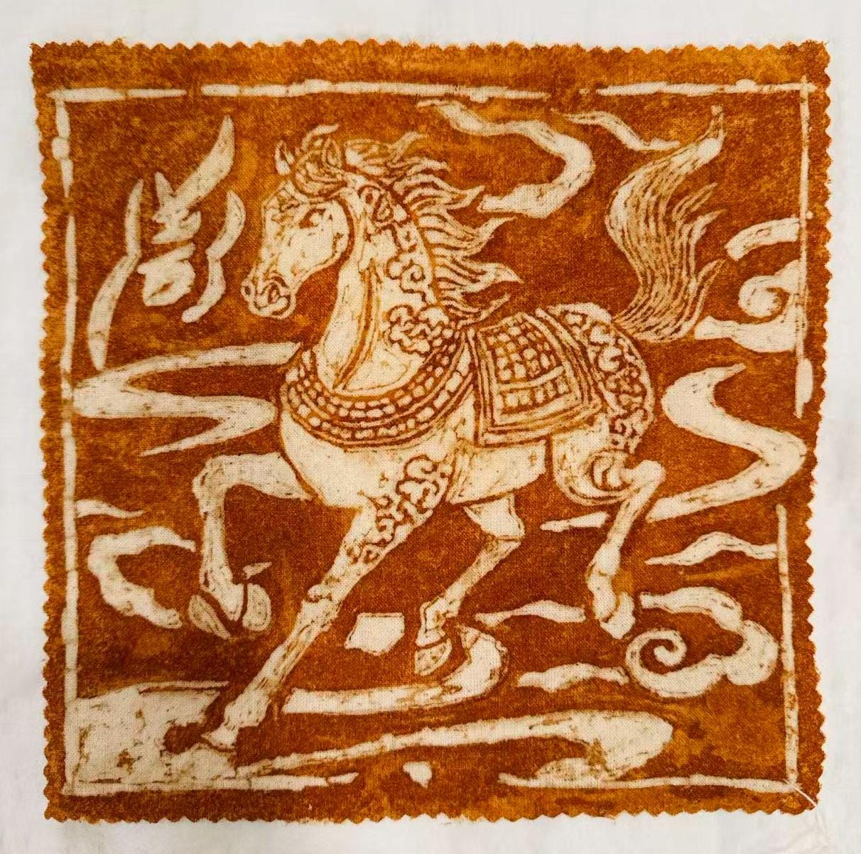 Horse Textile Wall Art | Handmade Rust-Dyed Batik Art | Rustic Equestrian Home Decor | Nature Wall Art | Housewarming Gift