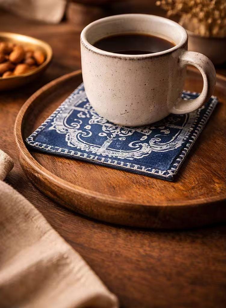 Handmade Fabric Drink Coaster | Double-Sided Indigo Batik Coaster | Cotton Tea Coaster | Table Decor | Housewarming Gift