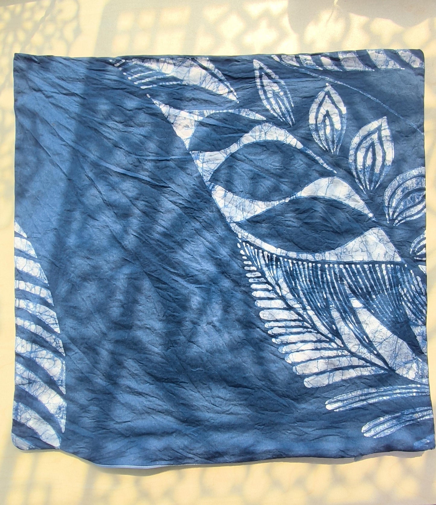 Handmade Botanical Pillow Cover | Indigo Batik Throw Pillow Cover | Cotton Cushion Cover | Wabi-Sabi Home Decor | Gift for Home