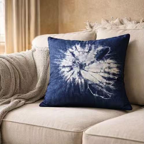 Handmade Indigo Batik Pillow Cover | Forest Throw Pillow Cover | Cotton Cushion Cover | Nature Home Decor | Gift for Home