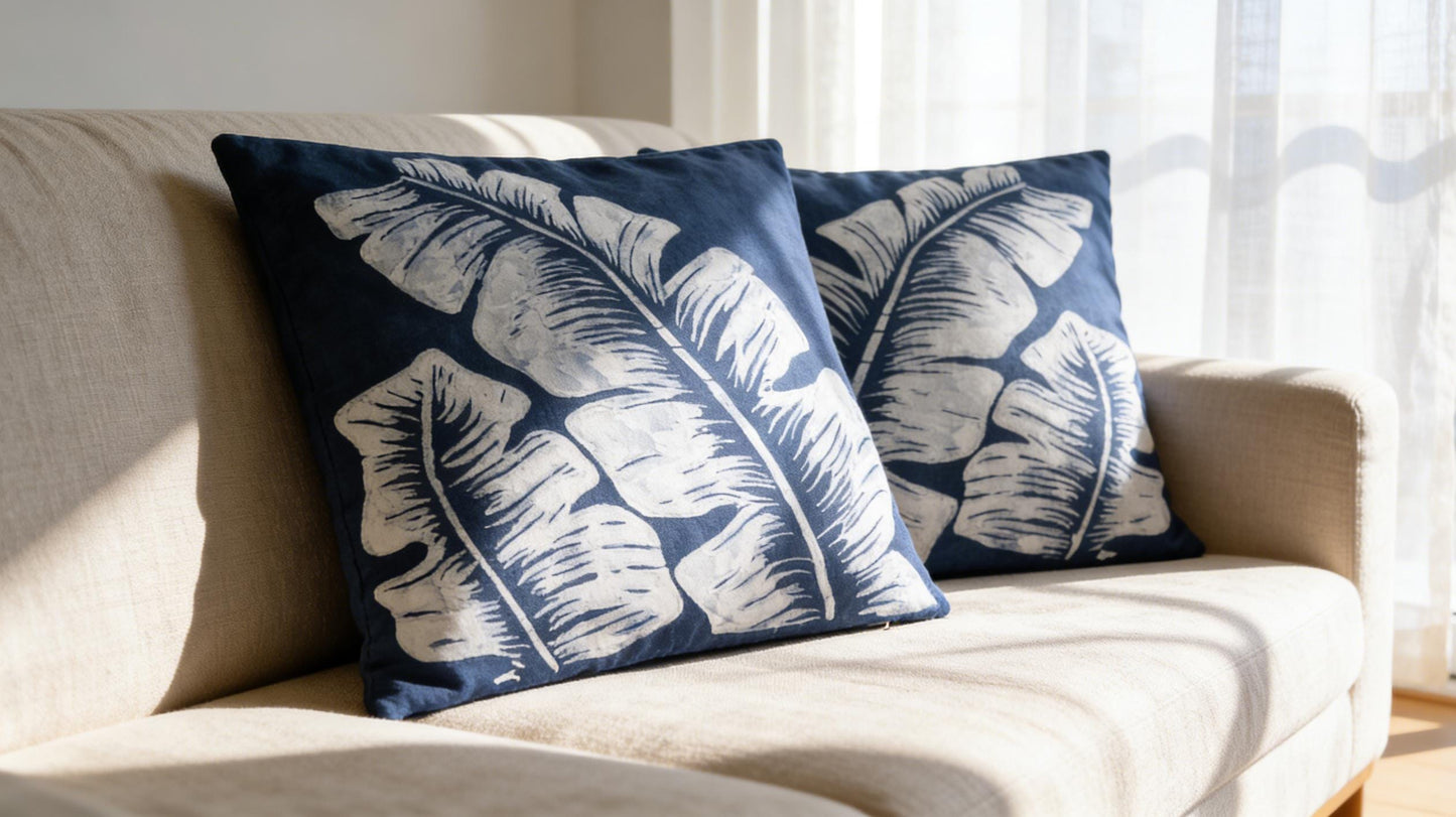 Handmade Indigo Tie-Dye Pillow Cover | Cotton Throw Pillow Cover | Geometric Cushion Cover | Wabi-Sabi Home Decor | Gift for Home