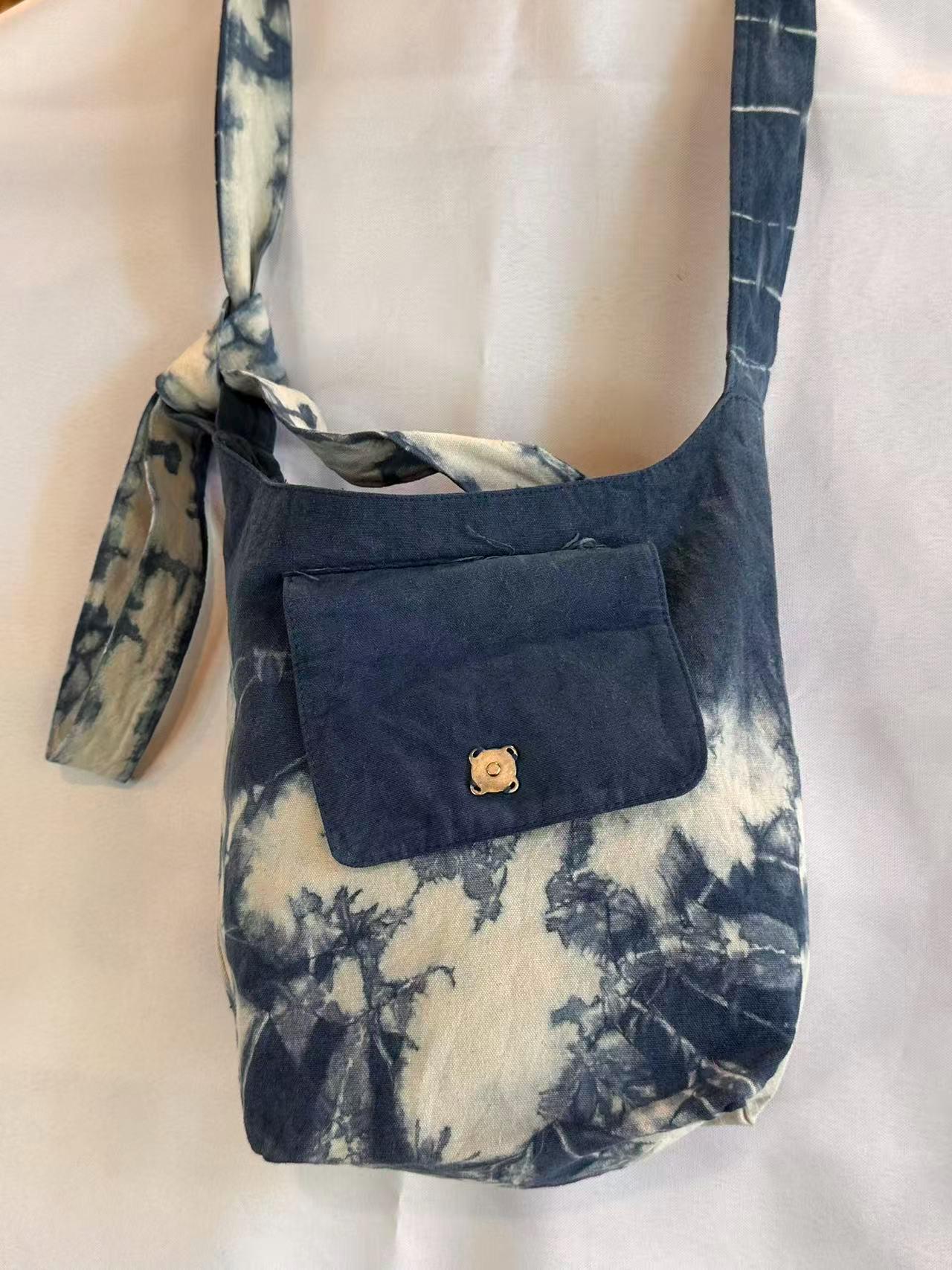 Handmade Cotton Crossbody Bag | Indigo Batik Shoulder Bag | Adjustable Canvas Purse | Boho Everyday Bag | Gift for Her