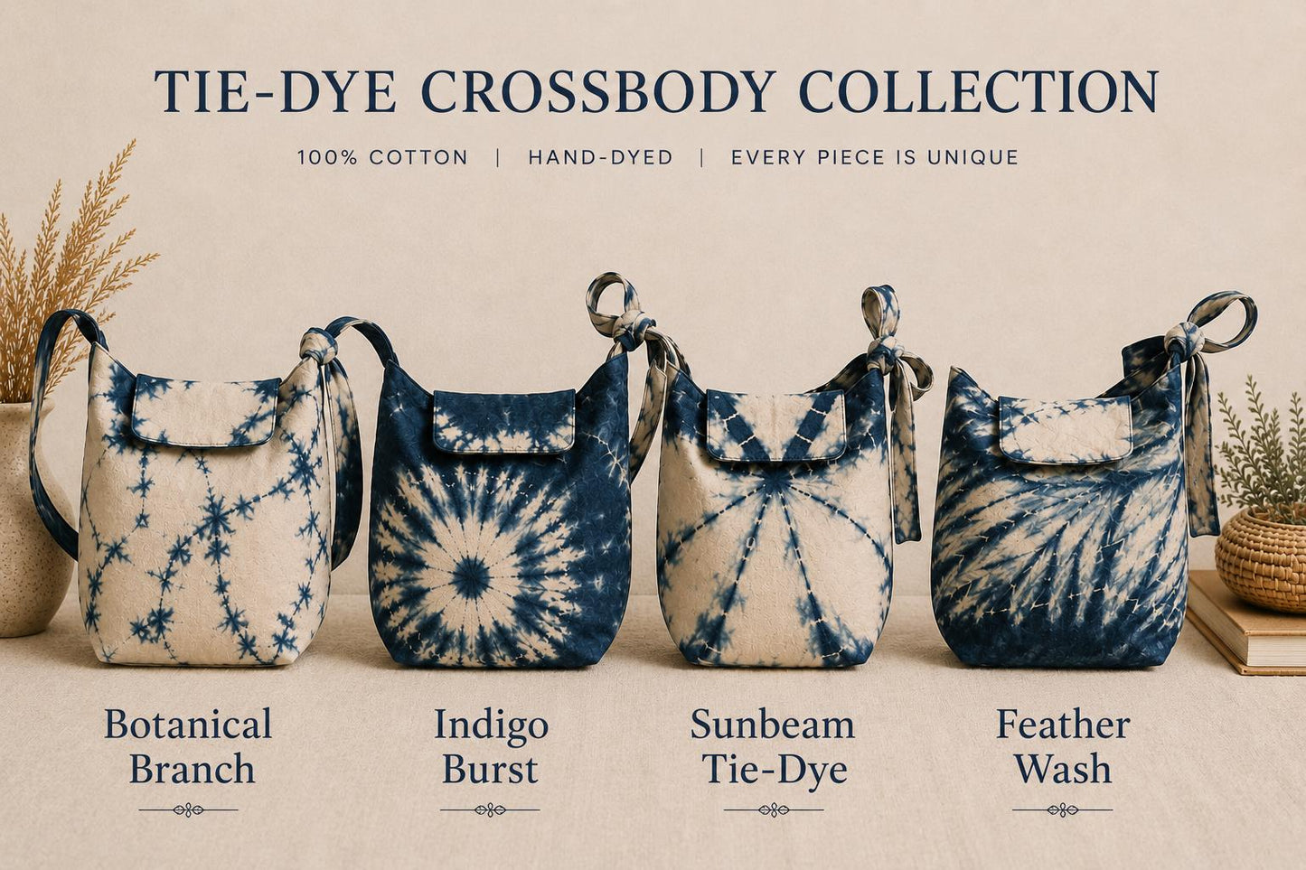 Handmade Cotton Crossbody Bag | Indigo Batik Shoulder Bag | Adjustable Canvas Purse | Boho Everyday Bag | Gift for Her