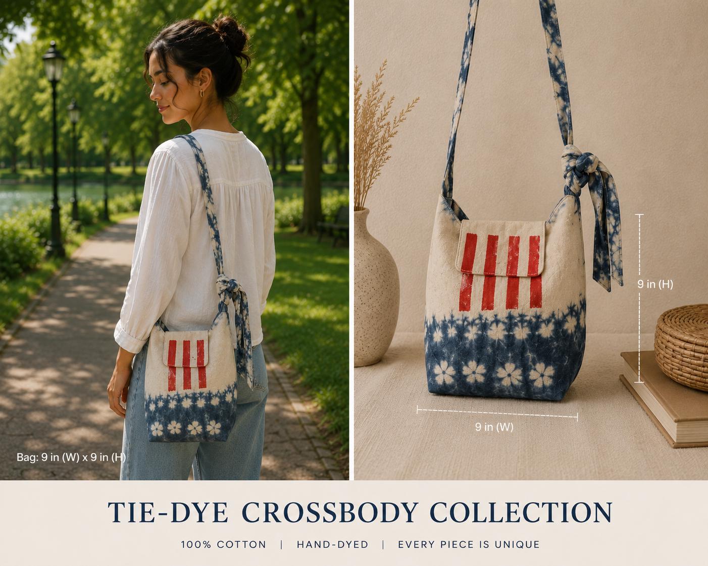 Handmade Cotton Crossbody Bag | Patriotic Red White Blue Shoulder Bag | Adjustable Canvas Purse | USA Gift | Everyday Travel Bag