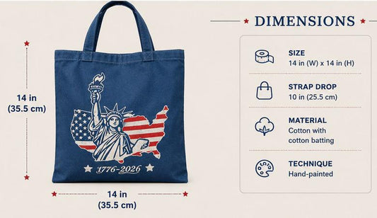 Statue of Liberty Canvas Tote Bag | America 250 Gift | Patriotic USA Shoulder Bag | 1776–2026 Market Tote | Gift for Her