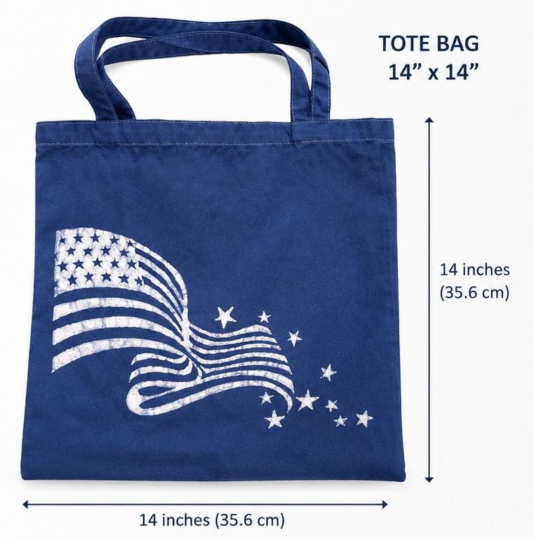 American Flag Canvas Tote Bag | America 250 Gift | Patriotic Batik Shoulder Bag | 1776–2026 Market Tote | Gift for Her