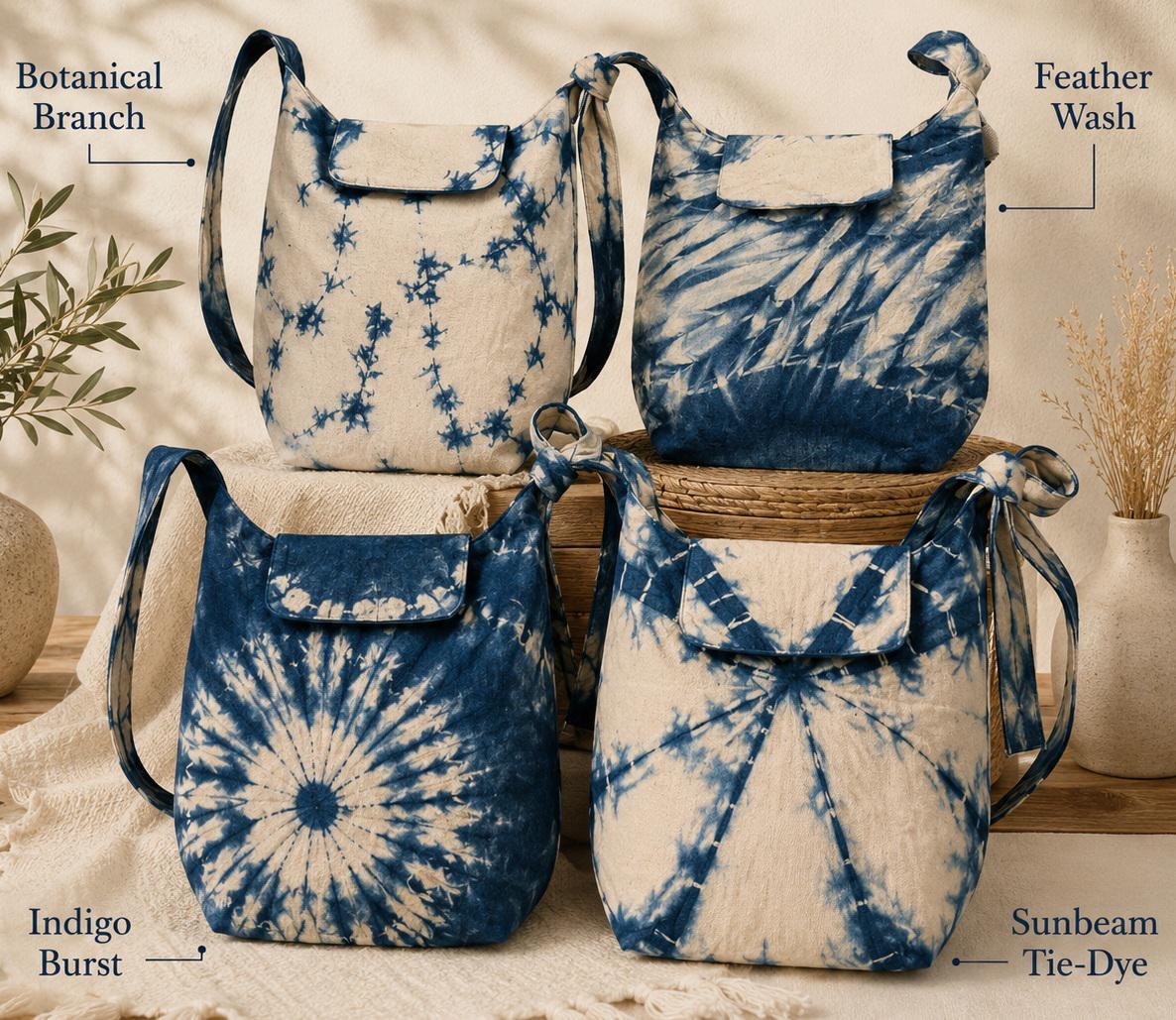 Handmade Cotton Crossbody Bag | Indigo Batik Shoulder Bag | Adjustable Canvas Purse | Boho Everyday Bag | Gift for Her
