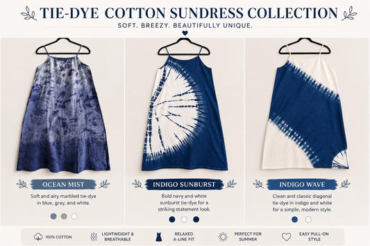 Women's Cotton Summer Sundress | Tie-Dye Spaghetti Strap Dress | Casual Beach Dress | Lightweight Vacation Dress | Resort Wear