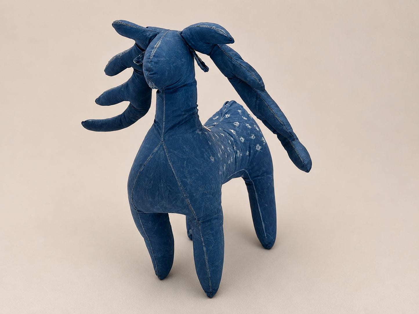 Handmade Deer Plush | Indigo Textile Art Doll | Stuffed Animal | Nursery Decor | Gift for Nature Lovers
